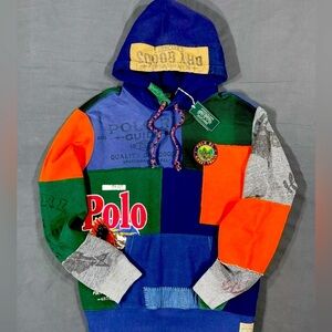 NWT Polo Ralph Lauren Polo Country Sportsman Patchwork Hoodie Sweatshirt Med RL